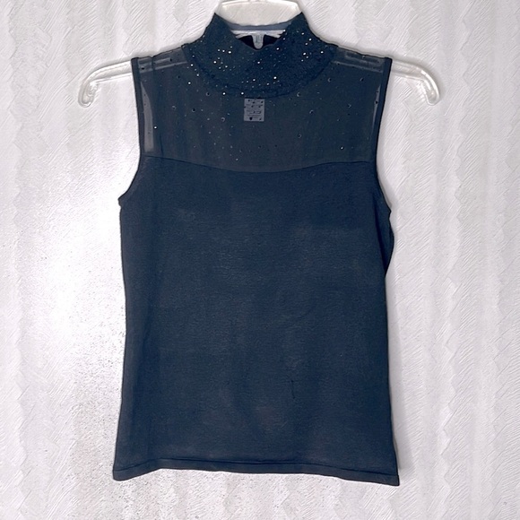 ❤️ CARMEN black sparkle mesh top Size Small - Picture 2 of 4